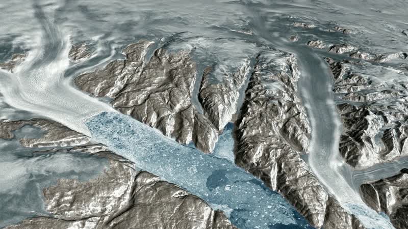 Still from “Water in Helheim Glacier Makes Its Way to the Ocean” on NASA Image and Video Library