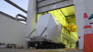 Orion Artemis I Crew and Service Module Return to Kennedy - Inside O&C Building