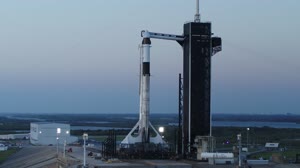 SpaceX Crew-2 Falcon 9 Rocket at LC 39A - DRONE