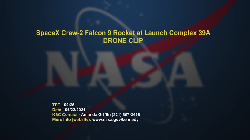 SpaceX Crew-2 Falcon 9 rocket at LC39A - DRONE