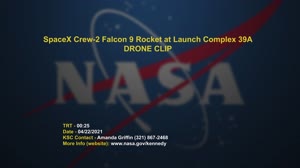 SpaceX Crew-2 Falcon 9 rocket at LC39A - DRONE
