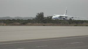Landsat 9 Atlas V Booster Arrival, Offload, and Transport