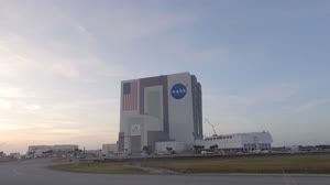 Artemis II Mission Patch On VAB Timelapse