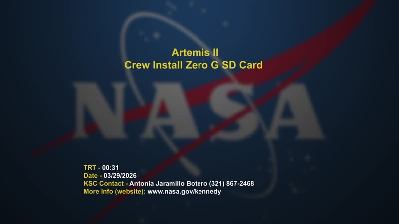 Artemis II Crew Install SD Card into Zero G Indicator