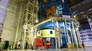 Artemis IV Forward Skirt Moves to Vertical Assembly Center for Next Phase of Production