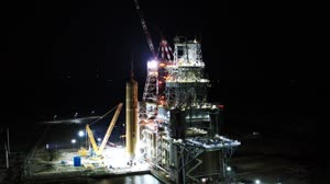 SLS core stage installed at Stennis for Green Run testing