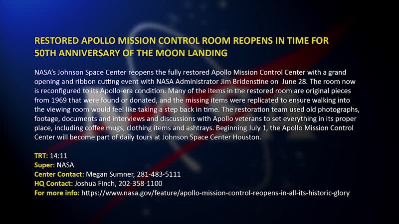 RESTORED APOLLO MISSION CONTROL ROOM REOPENS IN TIME FOR THE 50TH ANNIVERSARY OF THE MOON LANDING