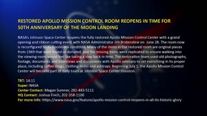 RESTORED APOLLO MISSION CONTROL ROOM REOPENS IN TIME FOR THE 50TH ANNIVERSARY OF THE MOON LANDING