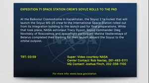 EXPEDITION 71 SPACE STATION CREWâ€™S SOYUZ ROLLS TO THE PAD